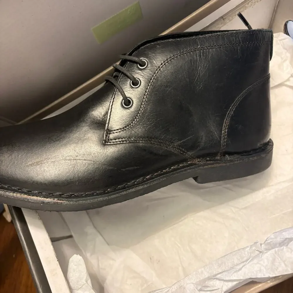 Crown Vintage Mens Casper Chukka Boots 8.5 NWT Black Lace Up Oxford Leather